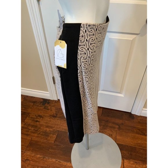 Diane Von Furstenberg White & Black "Mahalia Chains Lace" Pencil Skirt, Size 10 - Picture 4 of 7
